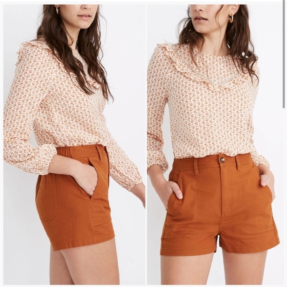 Madewell Camp Utility Patch Pocket Cotton Shorts Burnt Sienna Brown XL